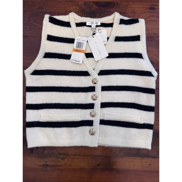 Line & Dot Tumi Top Striped Sleeveless Sweater Gold Buttons Sz S NWT $88 - Picture 3 of 14